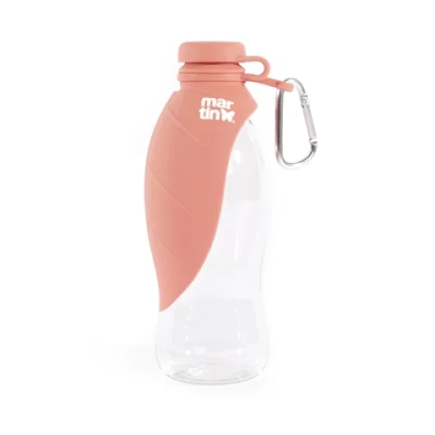 MARTIN Drinkfles met silicone drinkbak voor hond, roze, 1 stuk