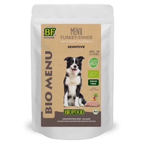 BF PETFOOD ORGANIC HOND KALKOEN MENU POUCH