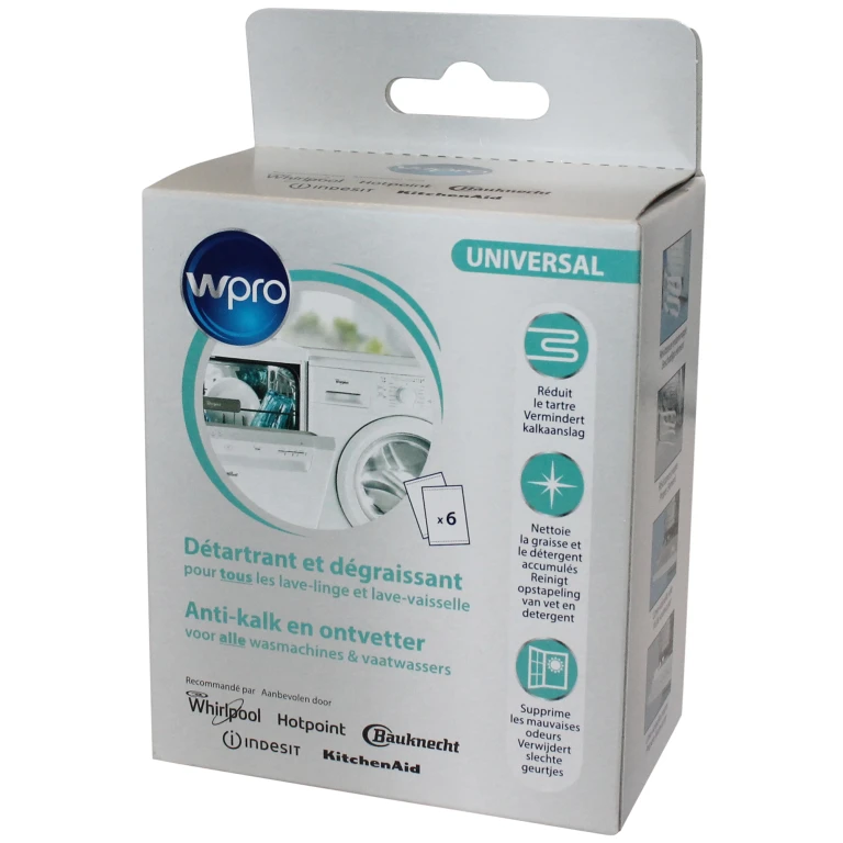 Wpro Anti-kalk en Ontvetter voor Wasmachine en Vaatwasser, set van 6