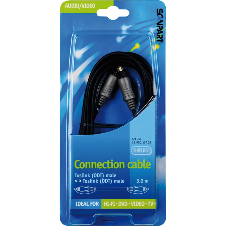 Scanpart Toslink-kabel 3,0m Optisch Zwart-Zilver 1 stuk