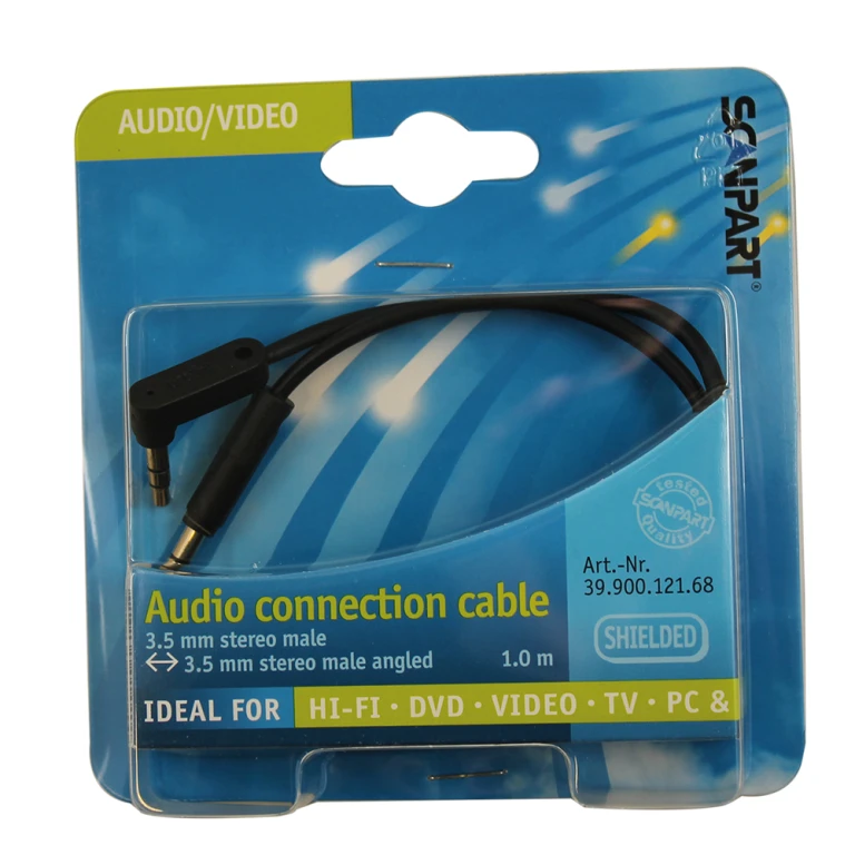 Scanpart Jack-kabel 3.5mm Stereo Haaks 1,0m - 1 stuk