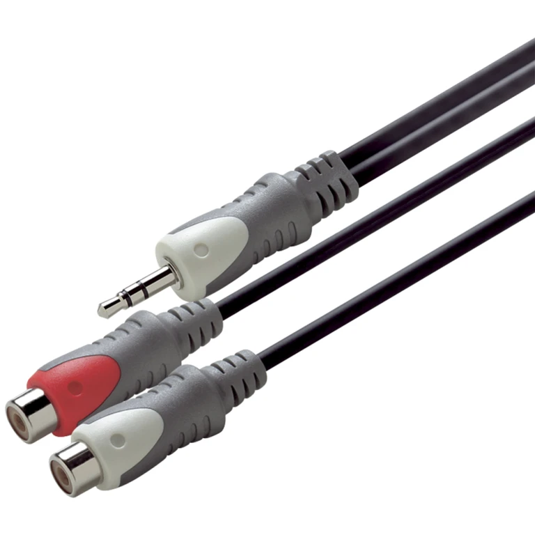 Scanpart Tulp-kabel 3,5mm jack (M) naar 2x tulp (F) 0,2m