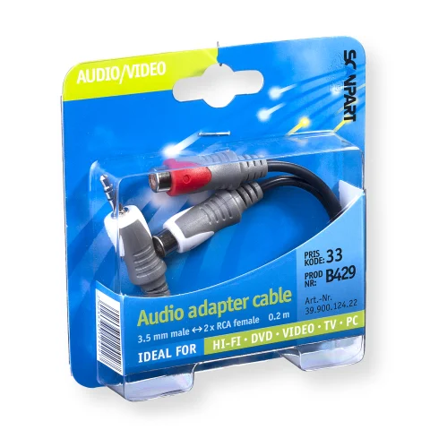 Scanpart adapterkabel 2tulp(F)-3.5S(M) 0,2m