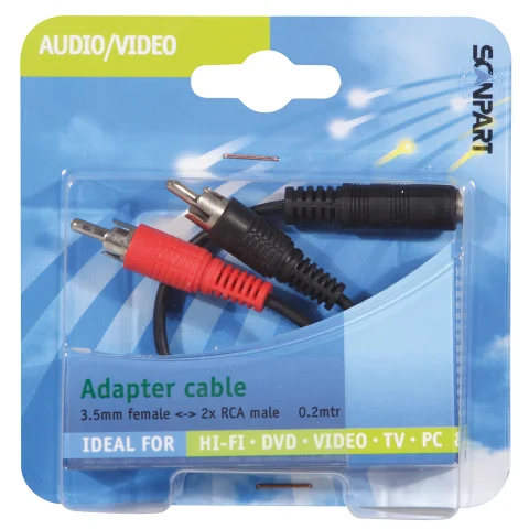 Scanpart adapterkabel 3.5S(F)-2tulp(M) 0,2m