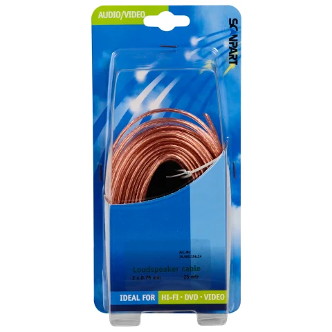 Scanpart luidsprekersnoer 2x0.75 transparant 25m