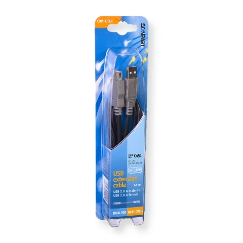 Scanpart USB kabel 2.0 A(M)-A(F) 1,5m