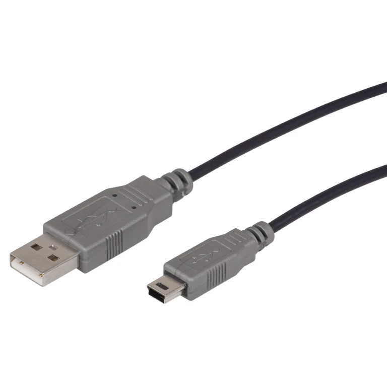 Scanpart Oplaadkabel USB-A naar Mini-USB Zwart-Zilver 1,5m