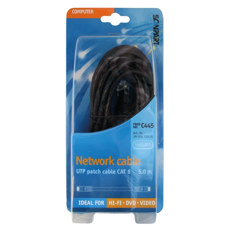 Scanpart UTP-netwerkkabel CAT6 5,0m Zwart