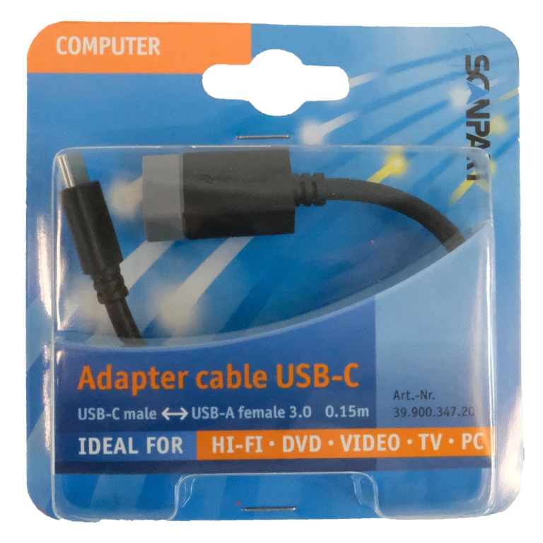 Scanpart adapterkabel USB 3.1 C(M)-A(F) 0,15m - 1 stuk
