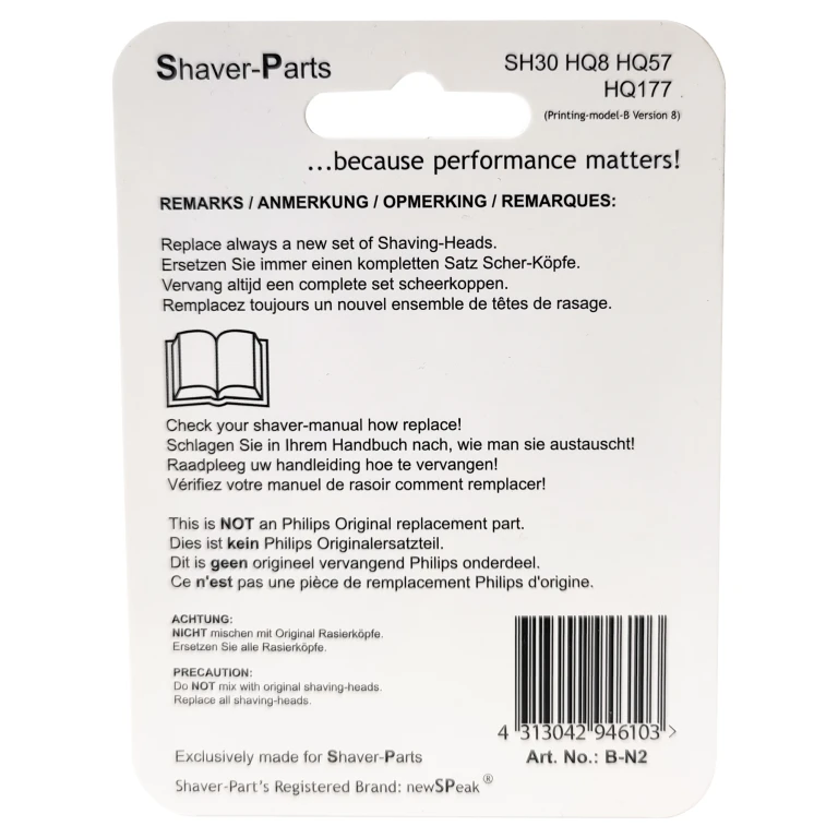 Shaver-Parts scheerhoofden voor Philips HQ177, set van 3
