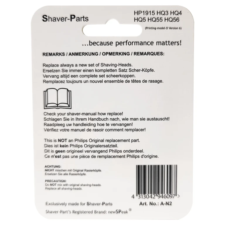 Shaver-Parts scheerhoofden voor Philips HQ3/HQ4/HQ5/HQ6, set van 3 stuk