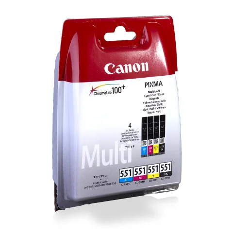 Canon cartridge combipack zwart + kleur CLI551BK+CLI551C+CLI551M+CLI551Y - CLI-551