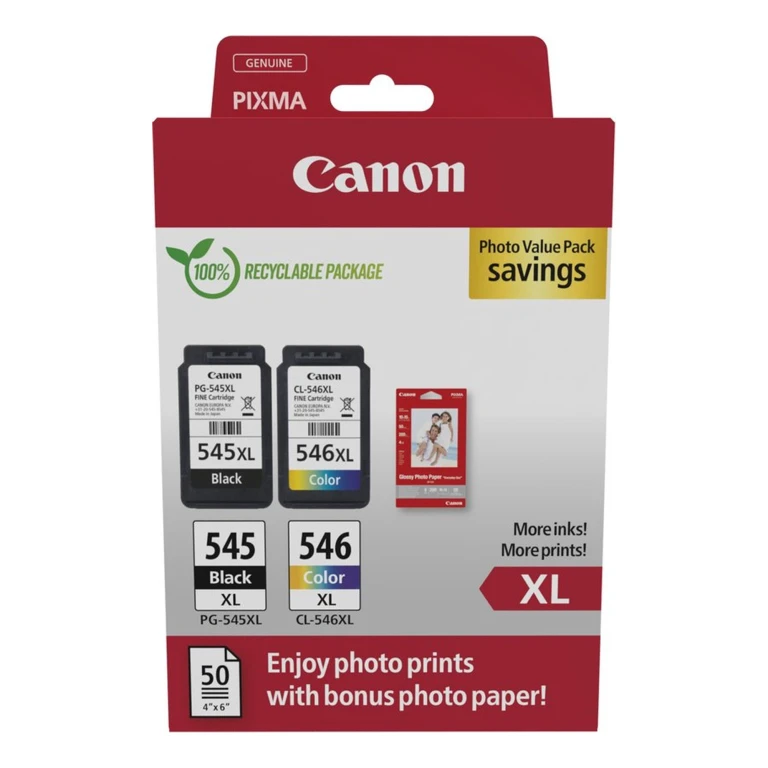 Canon Inktcartridges Zwart en Kleur 545XL/546XL - Set van 3