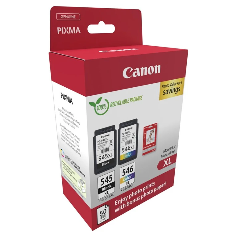Canon Inktcartridges Zwart en Kleur 545XL/546XL - Set van 3