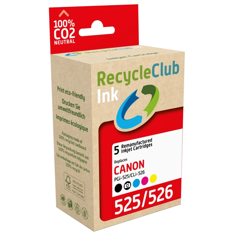 RecycleClub Inktcartridges Zwart + Kleur 5 stuks